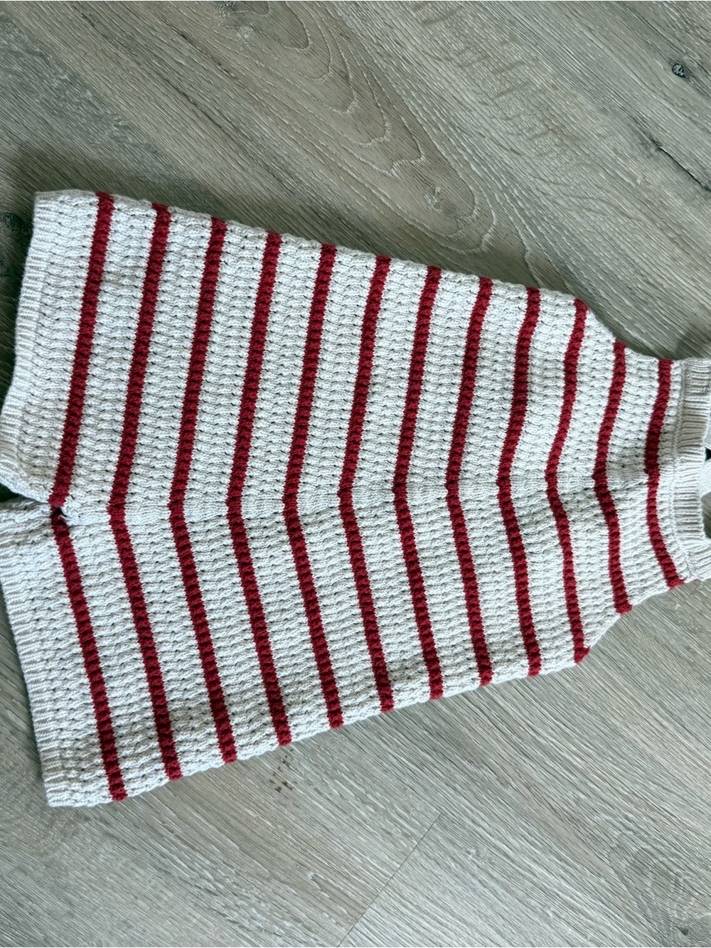Striped Crochet Romper - White and Red